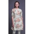thumbnail image 3 of Bimba Kurti à Manches Retroussables pour Femmes, Col Mandarin Imprimé, Hauts de Kurti Courts, 3 of 6
