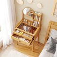 thumbnail image 2 of Costway 23.5" Compact Makeup Table with 2 Drawers Open Storage Shelves and Glass Top, 2 of 10