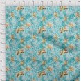 thumbnail image 4 of oneOone Georgette Viscose Turquoise Blue Fabric Leaves & Lemon Sewing Material Print Fabric By The Yard 42 Inch Wide, 4 of 5