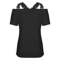 thumbnail image 4 of Dealovy Hauts Grande Taille pour Femmes Épaules Dénudées Col Rond Tunique Manches Courtes Blouses Décontractées Unies, 4 of 7