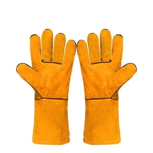 Gants de travail en cuir de vache Protecteur de soudure en métal résistant à la chaleur Outils de soudure de soudure