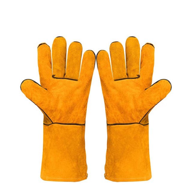 Leather Cowhide Work Gloves Heat-proof Metal Welding Protector Soldering Welding Gloves Tools