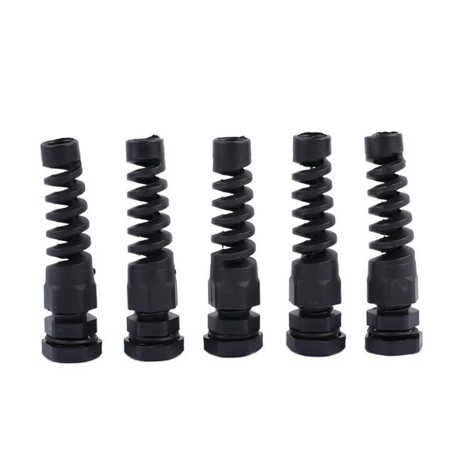 Lefu 5pc Waterproof M12 Cable Gland Connector Flexible Spiral Strain Relief Protector