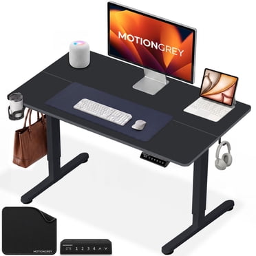 MotionGrey Ergo2 40" x 24" Adjustable Electric Standing Desk - Black Top & Frame, Sit-Stand Height Adjustable with Memory Settings - Ergonomic for Home & Office