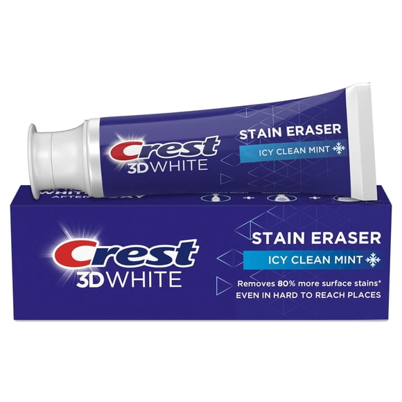 Crest 3D White Stain Eraser Teeth Whitening Toothpaste, Icy Clean Mint