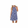 thumbnail image 1 of Robe T-Shirt Décontractée d'Été pour Femme, Sortie de Plage, Robe Débardeur Plissée Unie, 2TG, Bleu, 1 of 4