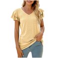 thumbnail image 1 of RKSTN Womens Tops Fashion Mesh Breathable Short Sleeve V-Neck Blouse Tops Comfortable Temperament Solid Color Tops, 1 of 4