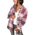 thumbnail image 1 of ORUYROP Womens Long Sleeve Plaid Shirts Flannel Lapel Button Down Shacket Jacket Coats, 1 of 5