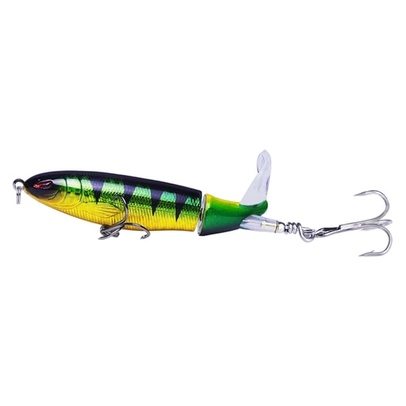 NAOJIE® Leurre de Pêche Whopper pour Achigan Popper de Surface Leurres de Pêche avec Queue Flottante Rotative Hameçons Triples à Ardillon en Eau Salée Eau Douce(H),Leurres de Pêche Achigan,Whopper Plopper,Leurres Bar