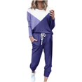 thumbnail image 1 of CHOK Womens Sport Set Long Sleeve Patchwork Color with Loose Cozy Petite Sweatpant Trendy Fall Winter Suits (X-Large  Pink), 1 of 5