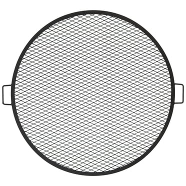 Sunnydaze Outdoor Camping or Backyard Heavy-Duty Steel Round X-Marks Fire Pit Cooking Grilling BBQ Grate - 36" - Black