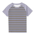 thumbnail image 1 of Économies d'Été! SROBPTY T-Shirts à Manches Courtes pour Tout-Petits, Garçons Tout-Petits Mode Col Rond à Rayures Imprimées Manches Courtes Violet, 9 Ans, 1 of 5