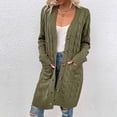 thumbnail image 4 of FAIWAD Cardigan Long en Tricot Torsadé pour Femmes à Manches Longues, Ouvert à l'Avant, Chandails à Boutons, Manteau avec Poches, 4 of 6
