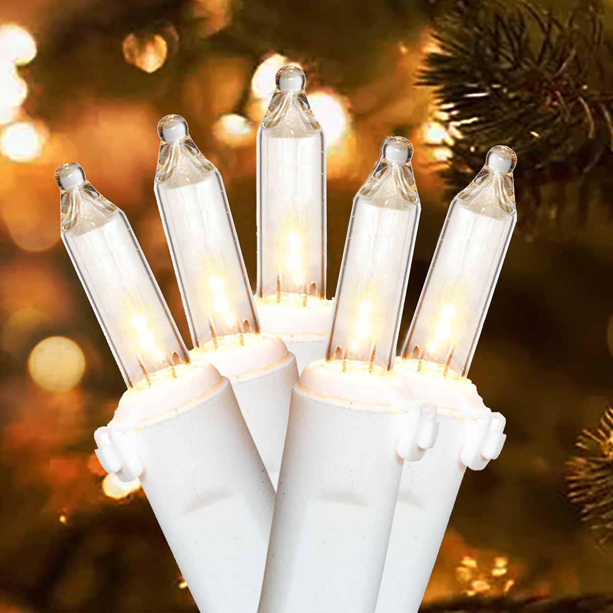 Mini guirlandes de Noël lumineuses dotées de 100 ampoules à incandescence de 19,2 pieds, transparentes, avec fil blanc Holiday Time