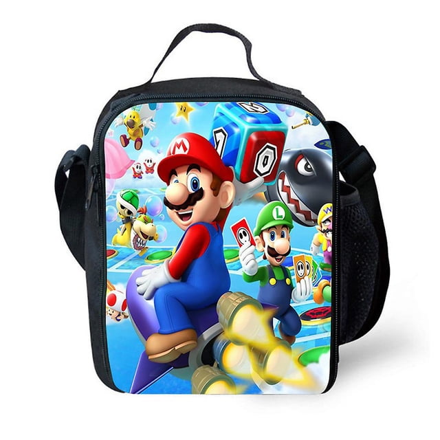 Portable Super Mario Bros Print Lunch Box Lunch Bag Crossbody Bag Messenger Bag