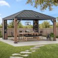 thumbnail image 4 of Sunjoy Elmgrove 12 ft. x 14 ft. Gazebo à toit rigide avec éclairage LED et son Bluetooth, 4 of 9