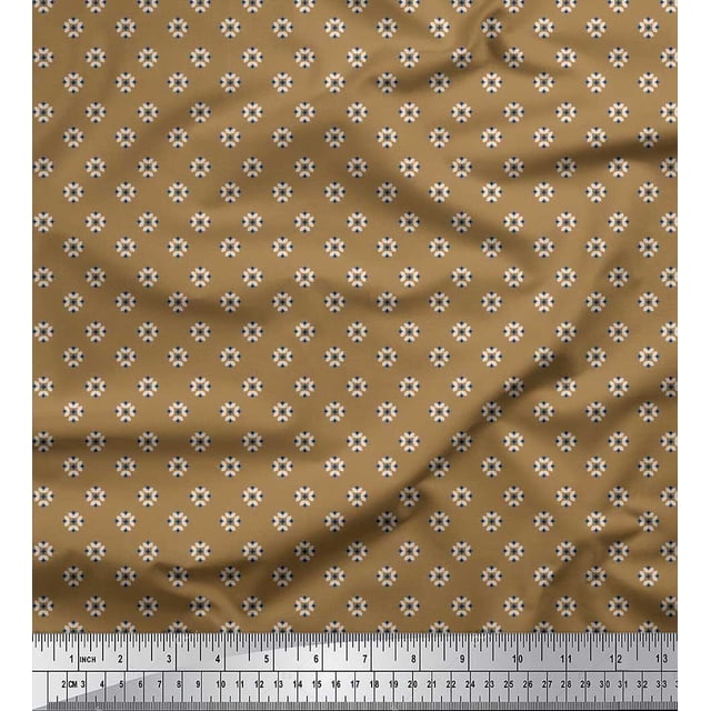 Soimoi Polyester Crepe Fabric Artistic Floral Shirting Printed Craft Fabric by The Yard 52 Inch Wide