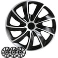 thumbnail image 1 of Wheel Cover Kit, 17 Inch Hubcaps Set of 4 Automotive Hub Caps with Universal Snap-On Retention Rings, 2-Tone ABS Plastic Black and Silver Rim Covers for All Makes, Models (SG-5084-DP-17), 1 of 7