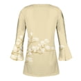 thumbnail image 5 of IROINID On Sale Plus Size Shirts for Women Crew Neck Long Sleeve Comfortable Trumpet Printed Buttoned Basic Ruched Tops Pleated T-shirts Blouses,Yellow, 5 of 5