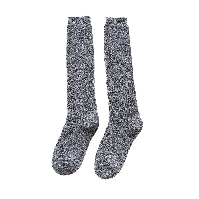 Unatoiry Bas Épais Mode Chaussettes Respirantes Chaudes Tricot Uniforme Protection Accessoires Robe Hiver Noir Gris 1Ensemble