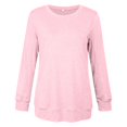 thumbnail image 4 of Pxiakgy T-Shirts pour Femmes T-Shirts pour Femmes Chandail en Molleton Décontracté à Col Rond Manches Courtes Longues Chemise Douce Ample Hauts Rose + 5TG, 4 of 4