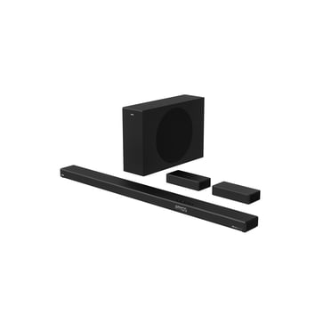 onn. 5.1 36 in. Ultra-Slim Surround Soundbar System with Dolby Atmos, Wireless Subwoofer and Wireless Satellite Speakers, Black