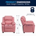 thumbnail image 3 of Deluxe Padded Contemporary Pink Vinyl Kids Recliner with Storage Arms, 3 of 9