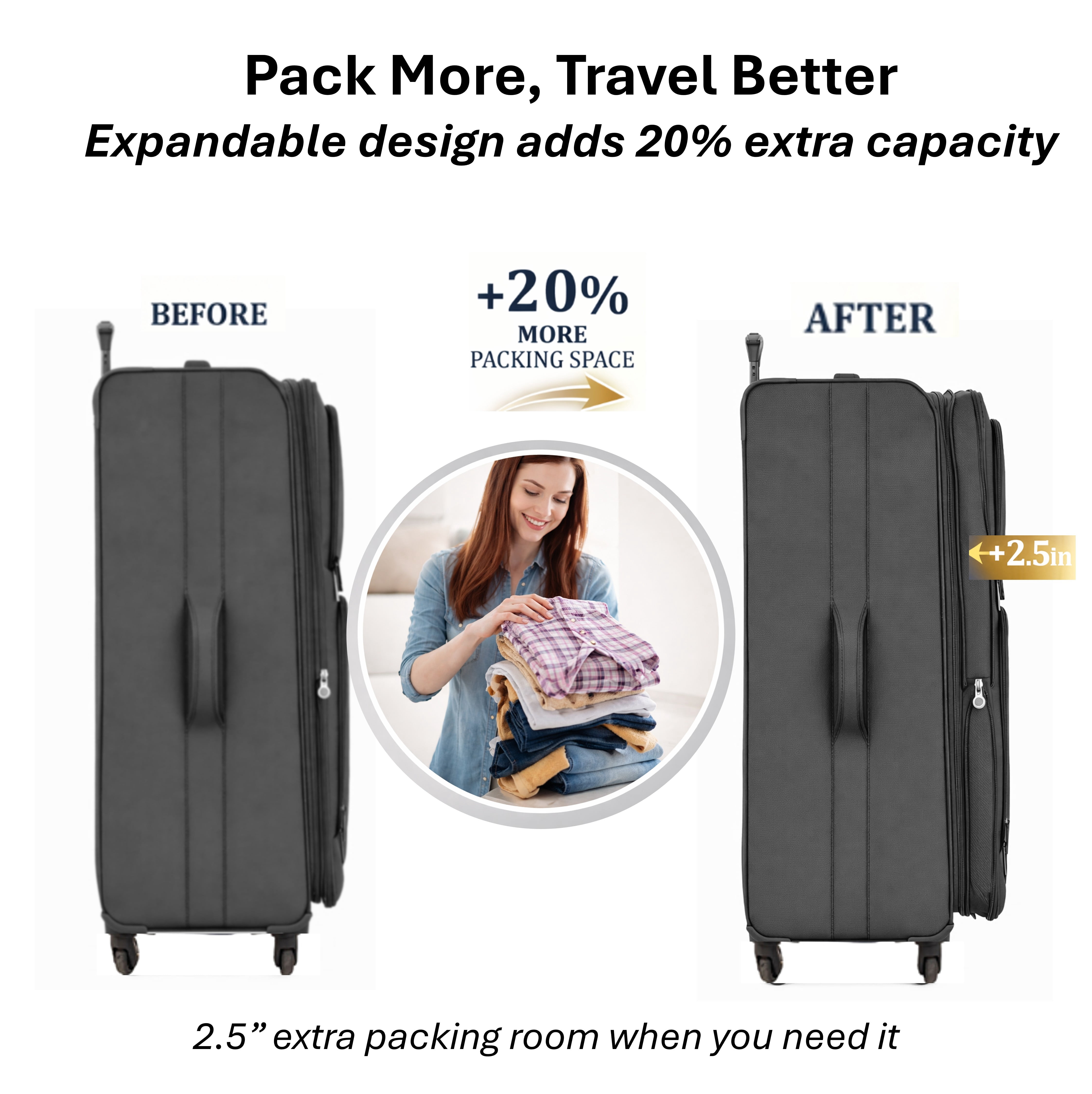 Jetstream Valise Cabine Souple, Valise de Voyage Légère à Roulettes avec Roues Pivotantes