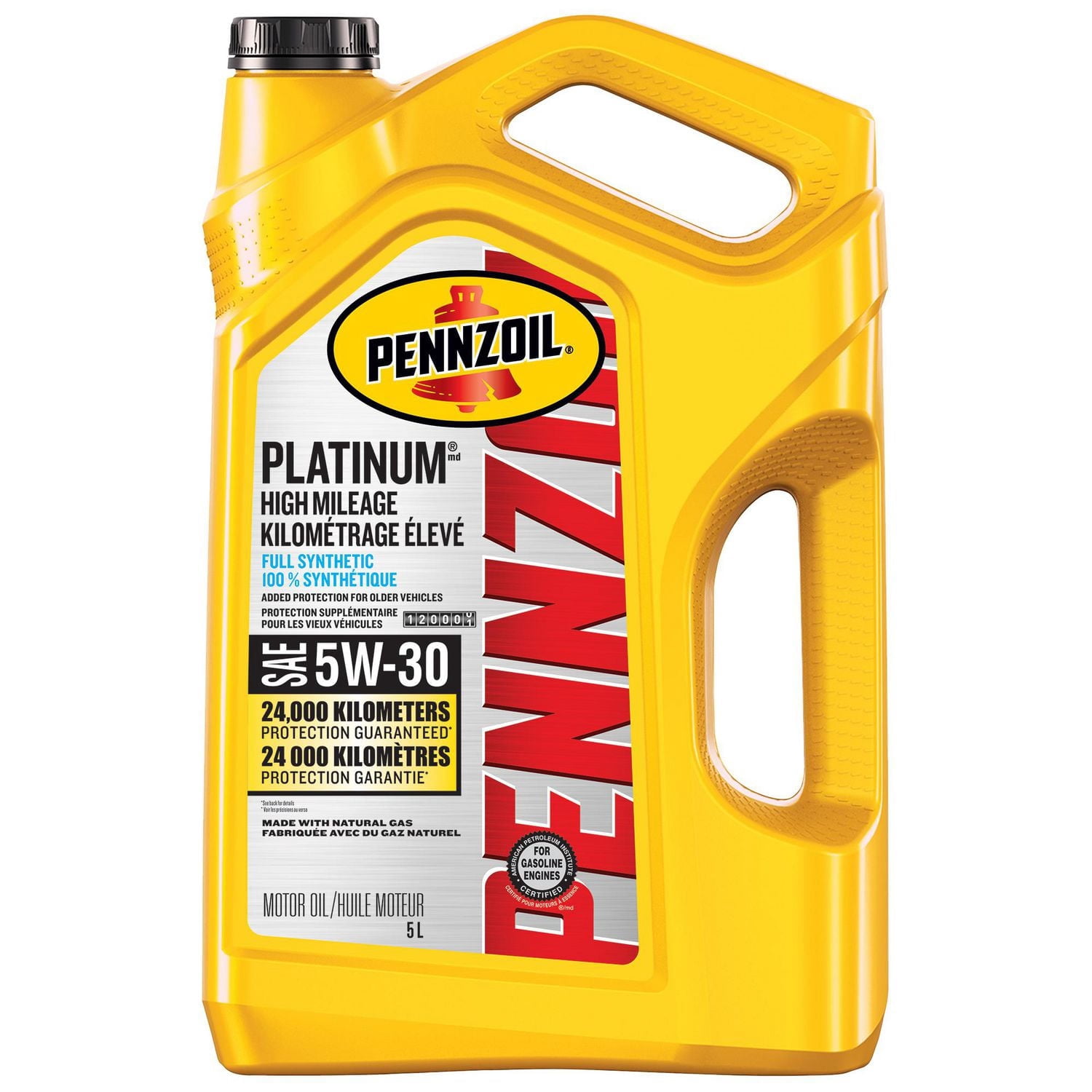 Pennzoil Platinum High Mileage 5W-30 Full Synthetic Motor Oil (SP/GF-6A), 5 Litre