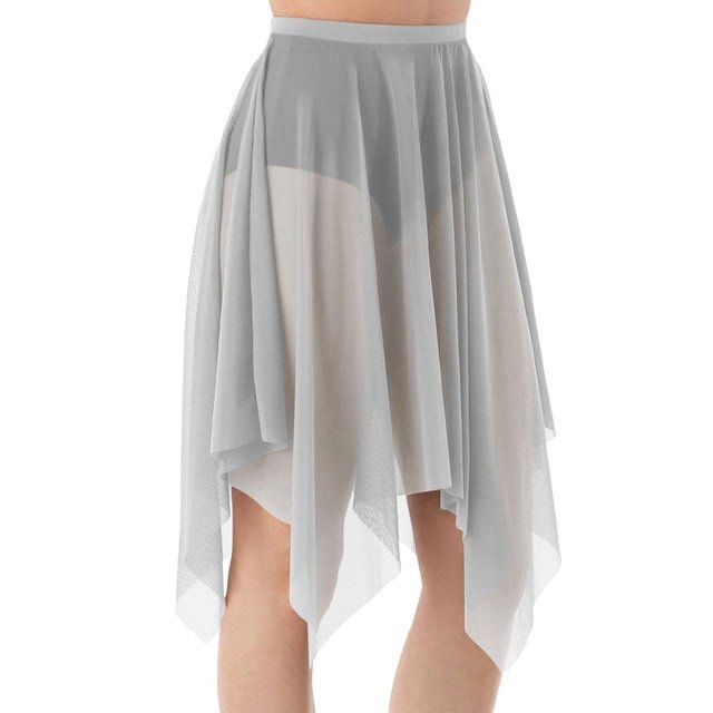CHUANK Handkerchief Hem Mesh Wraps Ballet Classwear Dance Skirt Competition Performance Clothes with Elastic Waistband