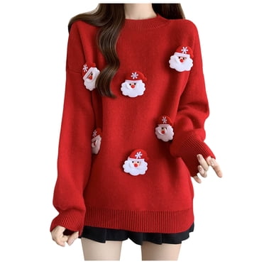 Zhanying Chandails de Noël Laids et Amusants pour Tous les Jours Vêtements d'Hiver Chandail de Fête Laid Chandail de Noël pour Femmes avec Canne de Bonbon