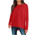 thumbnail image 1 of Besolor Womens Spring Fall Tunic Tops Ladies Crewneck Long Sleeve T-Shirt Casual Solid Color Spring Fall Going out Blouse, 1 of 5