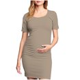 thumbnail image 1 of yoeyez Liquidation de Vêtements de Maternité Robe Grande Taille Femme Manches Courtes Col Rond Robe Simple Shower de Bébé Tenue Quotidienne Robe Soleil Robe Moulante Froncée Midi Robes Ajustées Gris,TG, 1 of 6