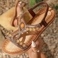 thumbnail image 1 of Tranfacy Summer Shoes,Womens Sandals,Women Large Bohemian Elastic Rhinestone Flower Roman Sandals, 1 of 4
