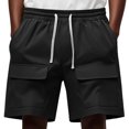 thumbnail image 1 of Cameland Men's Summer Casual Shorts Drawstring Elastic Waist With Pockets Work Shorts Solid Color Beach Shorts, 1 of 5