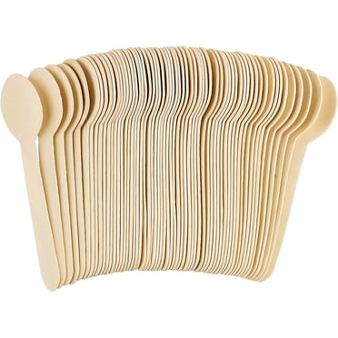 Zhuge Disposable Wooden Spoons - 300 Piece - 6" Length Eco Friendly Biodegradable Compostable Wooden Cutlery Set Wooden Utensils