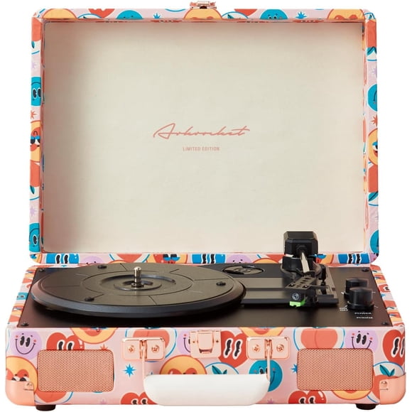 Arkrocket Discovery 3-Speed Bluetooth Record Player Retro Turntable Built-in Speakers with Legs (Summer Smile)