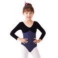 thumbnail image 4 of Justaucorps de Ballet pour Filles Robe de Danse à Manches Longues Robe d'Entraînement Patchwork Vêtements de Balle pour Adolescentes Bleu 11-12 Ans, 4 of 4