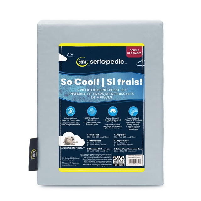 Sertapedic So Cool! 4pc Cooling Sheet Set - Sky Grey