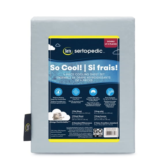 Sertapedic So Cool! 4pc Cooling Sheet Set - Sky Grey