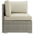 thumbnail image 3 of Modway Repose Rattan & Fabric Patio Corner Chair in Light Gray & Beige, 3 of 4