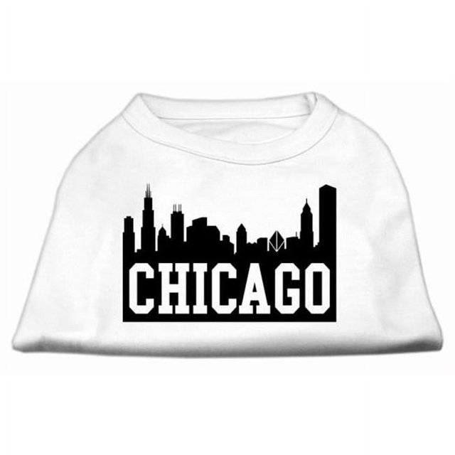 Chicago Skyline Chemise d'Impression d'Écran Blanc Lg (14)