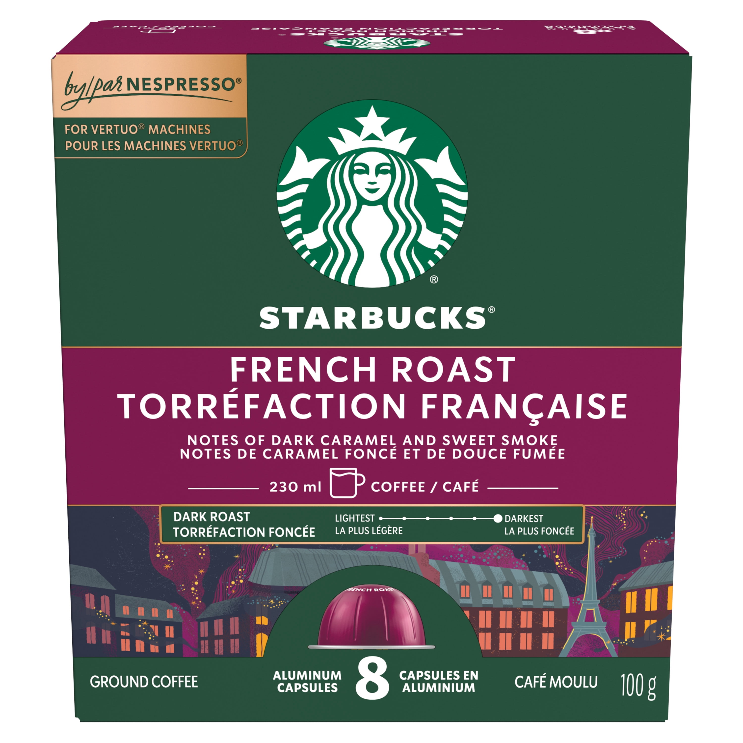 STARBUCKS French Roast for NESPRESSO VERTUO, Dark Roast Coffee, Capsules