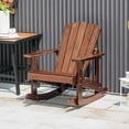 thumbnail image 4 of Gymax Kid Adirondack Rocking Chair Outdoor Solid Wood Slatted seat Backrest Coffee, 4 of 9
