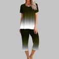 thumbnail image 1 of Offre à Durée Limitée Iumwxz Tenues de Pyjama Décontractées et Fluides Tenues d'Été Mignonnes pour Femmes Imprimé Dégradé Col Rond Manches Courtes Taille Élastique Pantalon Court Tenues pour Femmes Cadeaux de Vacances, 1 of 9