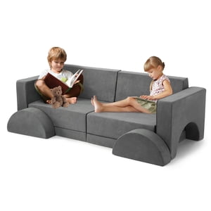 Kojooin Les enfants jouent à Couch, 8PCS Couch Modular Kids jouer canapé pour salle de jeux maternelle, canapé convertible pour enfants avec couverture amovible