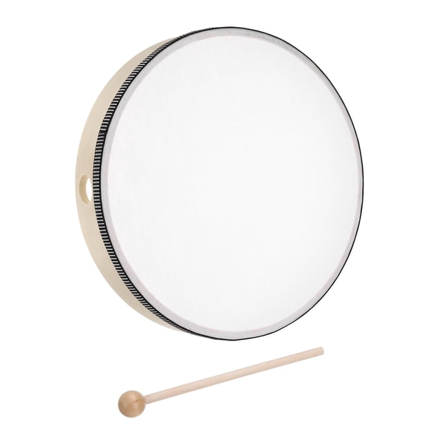 Uxcell 1 Pcs Hand Drum Music Percussion 10 Inch Wood Frame Drum Set with Drum Stick Musical Instrument for Musical Education Home Party Performance Supplies (Wood Color)