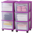thumbnail image 1 of Homz Clear Plastic 3 Drawer Storage Container Tower w/Wheels, (2 Pack), 1 of 10