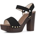 thumbnail image 1 of BLISSFUL STEP Women's Platform Slingback Chunky Heels Sandals, 1 of 6