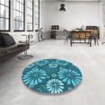 thumbnail image 4 of Ahgly Company Machine Washable Indoor Square Transitional Teal Green Area Rugs, 8' Square, 4 of 7
